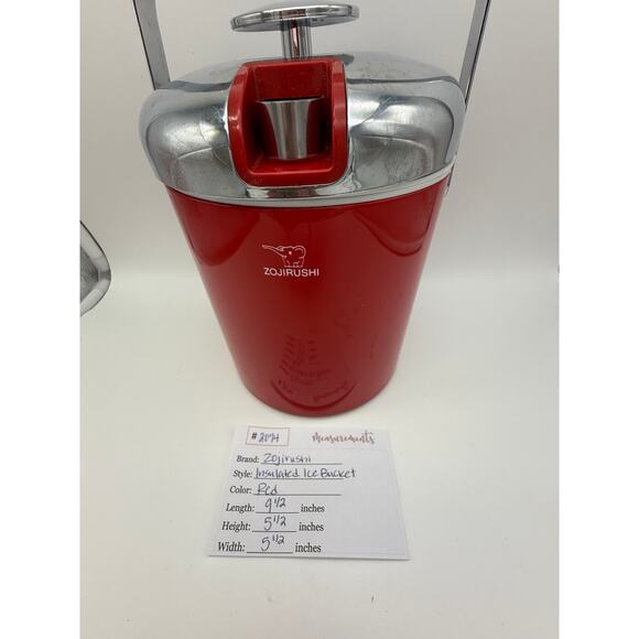 Zojirushi Small Red Stainless Steel Vacuum Insulated Ice Pail w/ Tongs Drinkware - Picture 12 of 12